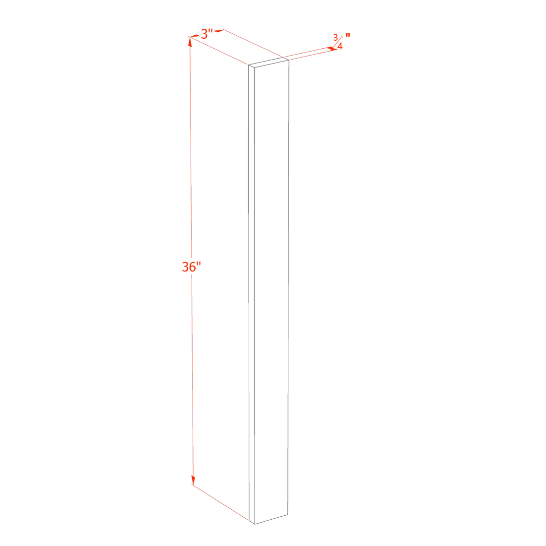 HT-WF336: Timber Wood Shaker 03"W x 36"H Wall Cabinet Filler