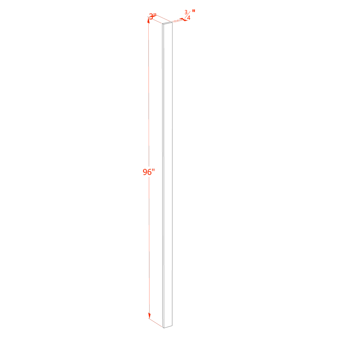 TW-WF396: Creamy White Shaker 03"W x 96"H Wall Cabinet Filler