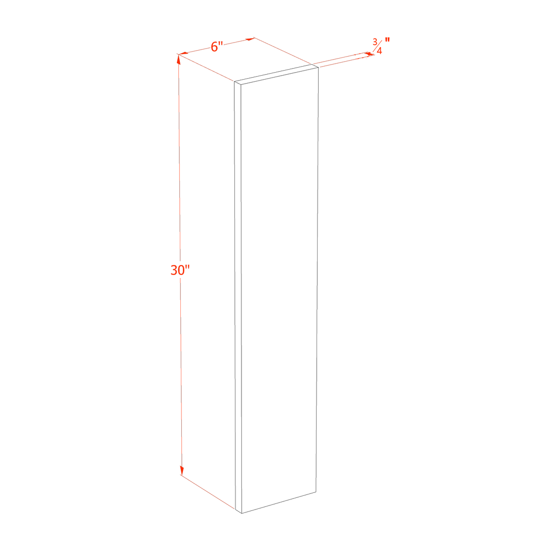 SM-WF630: Mocha Brown Slim Shaker 06"W x 30"H Wall Cabinet Filler