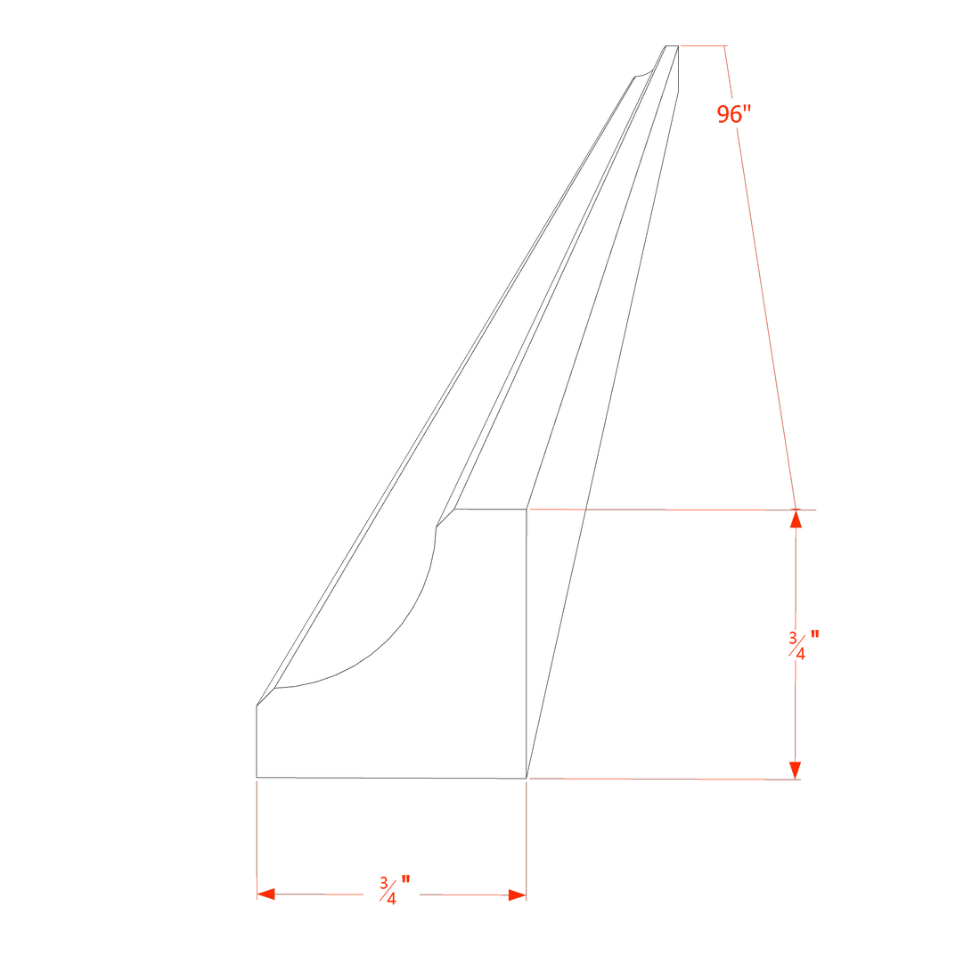 HA-ICM8: Ash Gray Shaker 96"W x 3/4"H x 3/4"D Inside Corner Molding