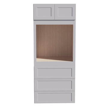 HA-OC3384: Ash Gray Shaker 33"W x 84"H x 24"D 2 Doors & 3 Drawers Tall Oven Shelf Cabinets