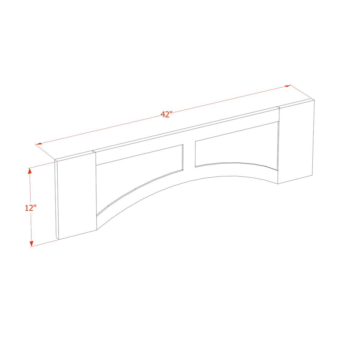 HA-VARP42: Ash Gray Shaker 42"W x 12"H x 3/4"D Arched Valance with Raised Panel