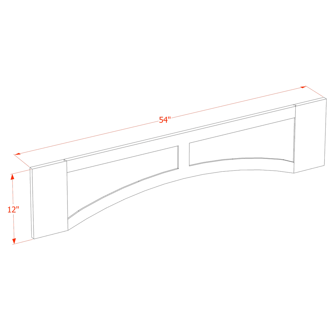 HA-VARP54: Ash Gray Shaker 54"W x 12"H x 3/4"D Arched Valance with Raised Panel