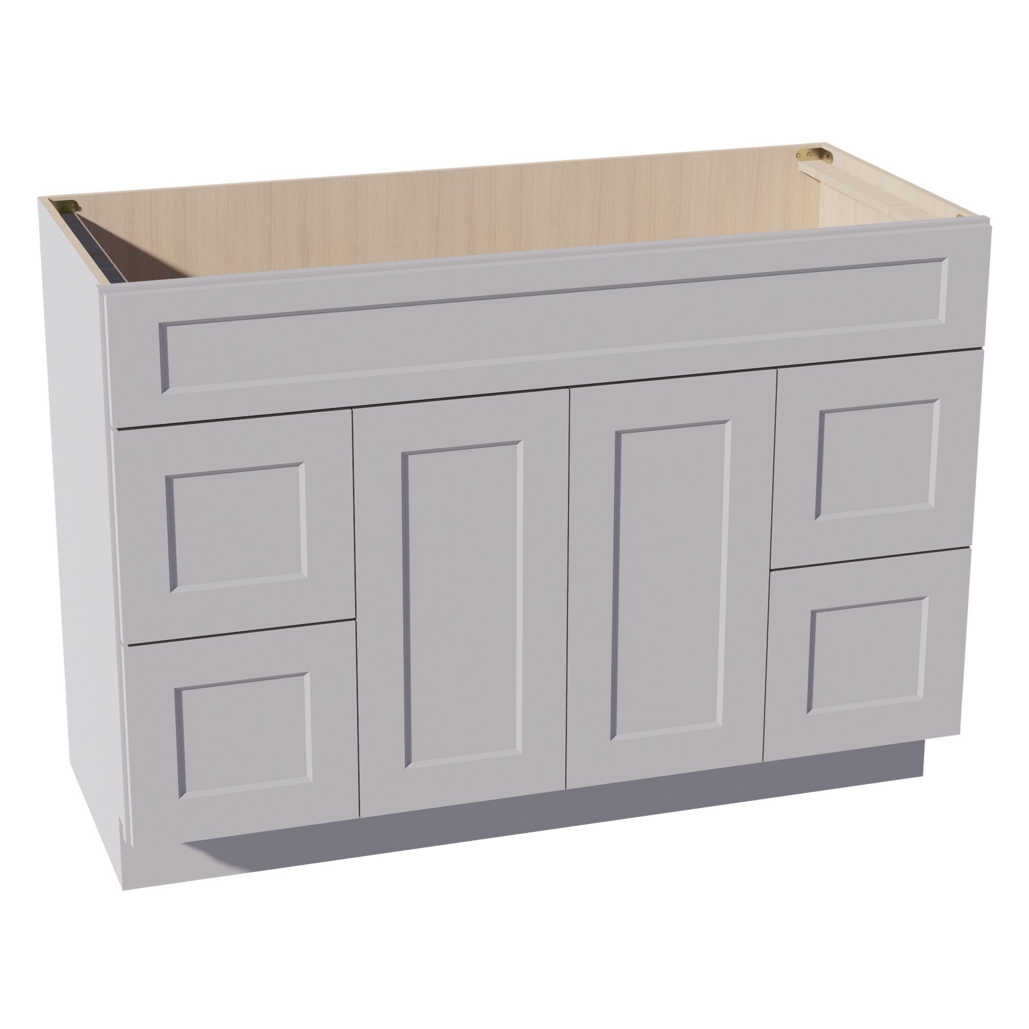 HA-VSD4821: Ash Gray Shaker 48"W x 34-1/2"H x 21"D 2 Doors, 4 Drawers & 1 False Drawer Centered Vanity Sink Base Cabinets