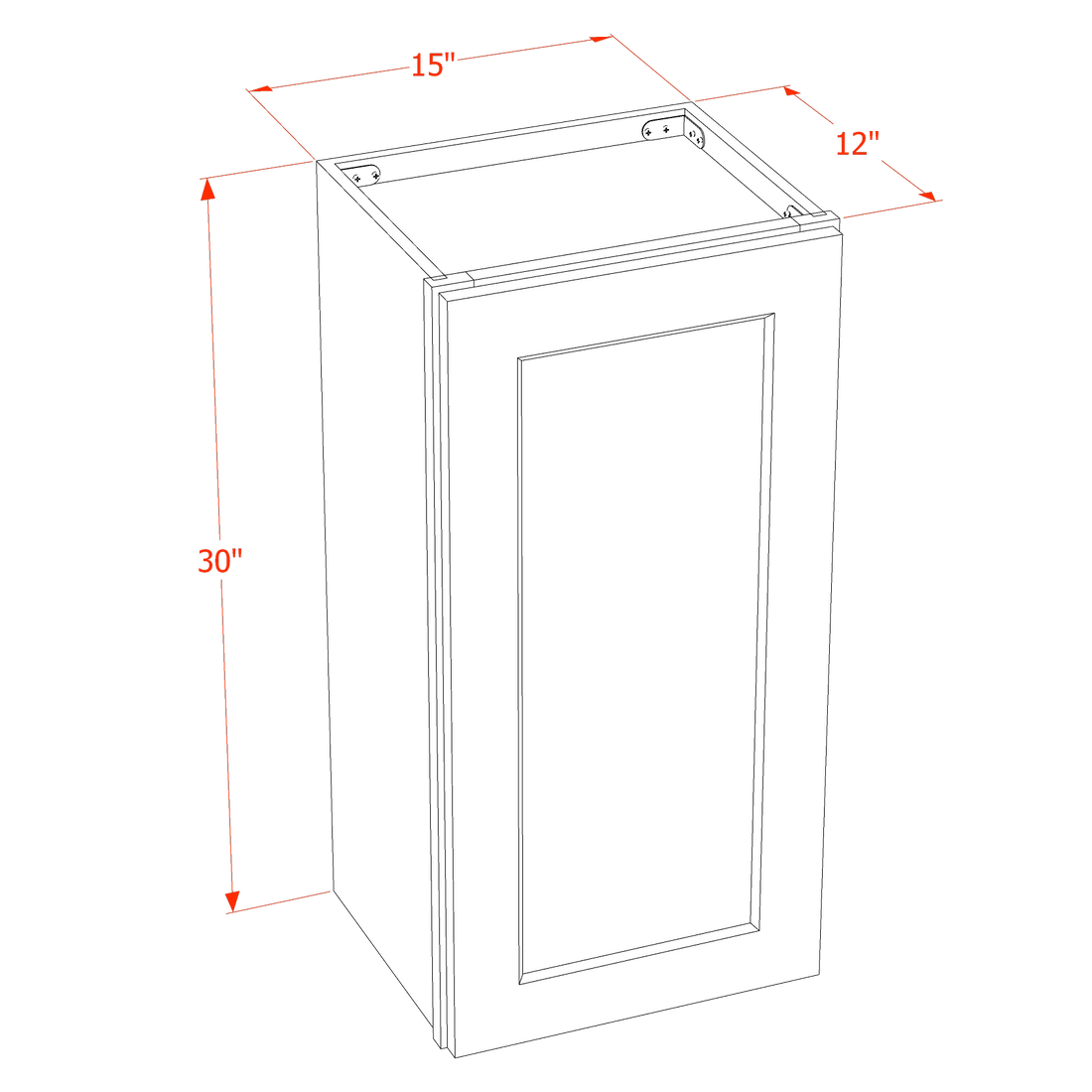 HA-W1530: Ash Gray Shaker 15"W x 30"H 1 Door & 2 Shelves Standard Wall Cabinet