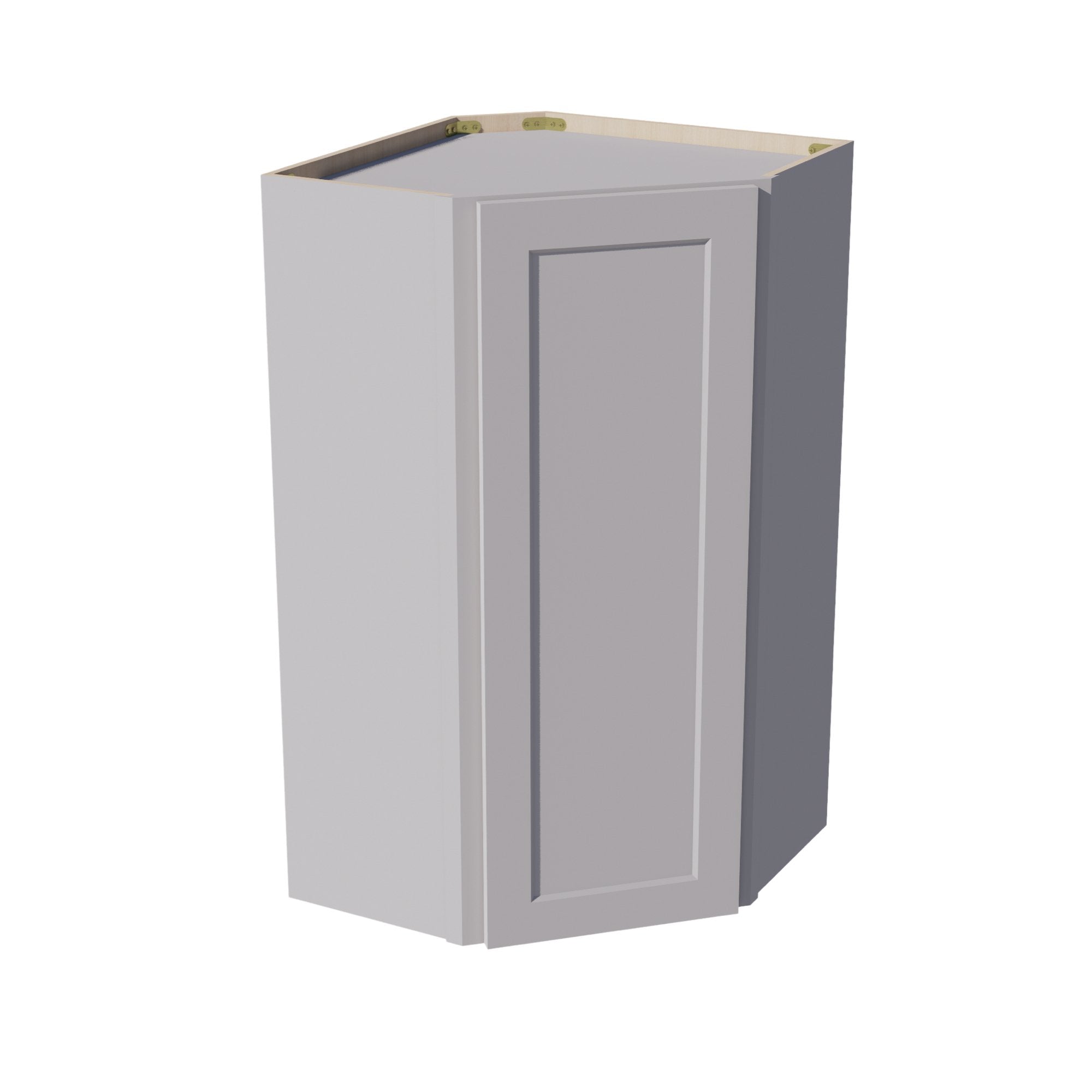 HA-WDC2442: Ash Gray Shaker 24"W x 42"H 1 Door & 2 Shelves Diagonal Wall Corner Cabinet