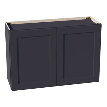 HE-W3624: Ebony Black Shaker 36"W x 24"H 2 Doors Standard Wall Bridge Cabinet