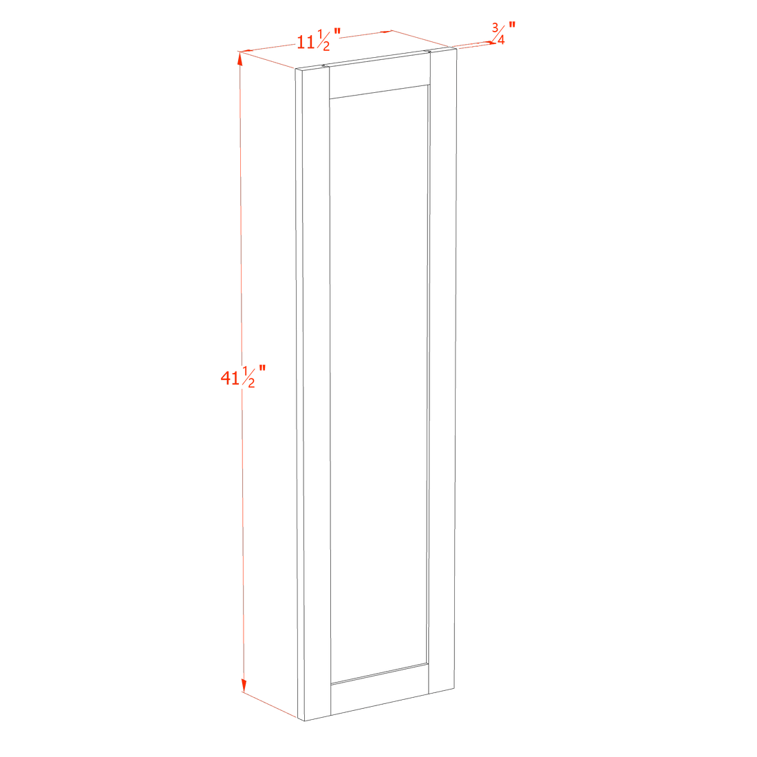 HE-WP-W42: Ebony Black Shaker 42" - 11-1/2"W x 41-1/2"H x 3/4"D Wainscot Panel Wall