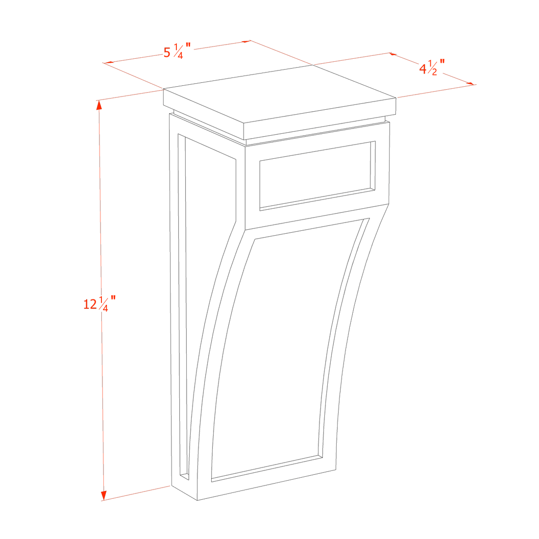 HF-CML: Frost White Shaker 5-1/4"W x 12-1/2"H x 4-1/2"D Large Corbel