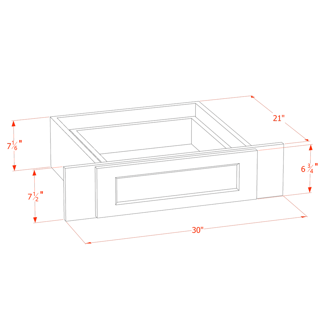 HF-KD30: Frost White Shaker 30"W Vanity Knee Drawers