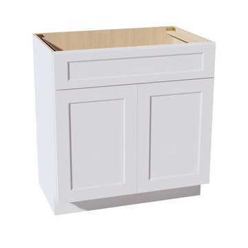 HF-VSB3321: Frost White Shaker 33"W x 34-1/2"H x 21"D 2 Doors & 1 False Drawer Vanity Sink Base Cabinets