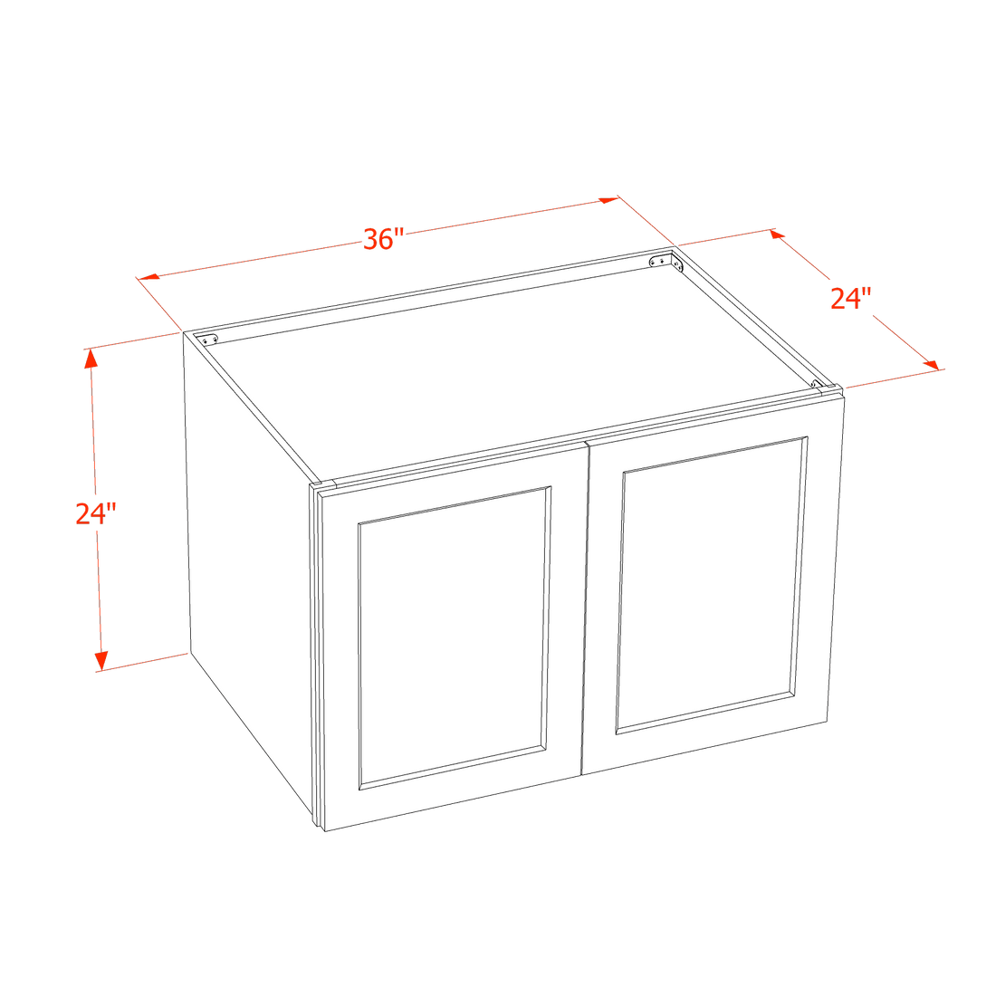 HF-W332424: Frost White Shaker 33"W x 24"H x 24"D 2 Doors & 1 Shelf Standard Bridge Wall Cabinet