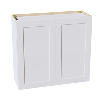 HF-W3330: Frost White Shaker 33"W x 30"H 2 Doors & 2 Shelves Standard Wall Cabinet