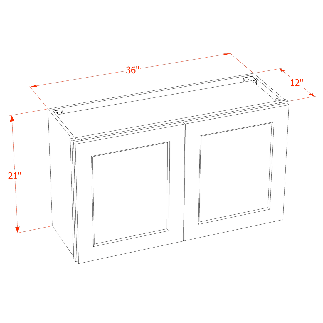 HF-W3621: Frost White Shaker 36"W x 21"H 2 Doors Standard Wall Bridge Cabinet