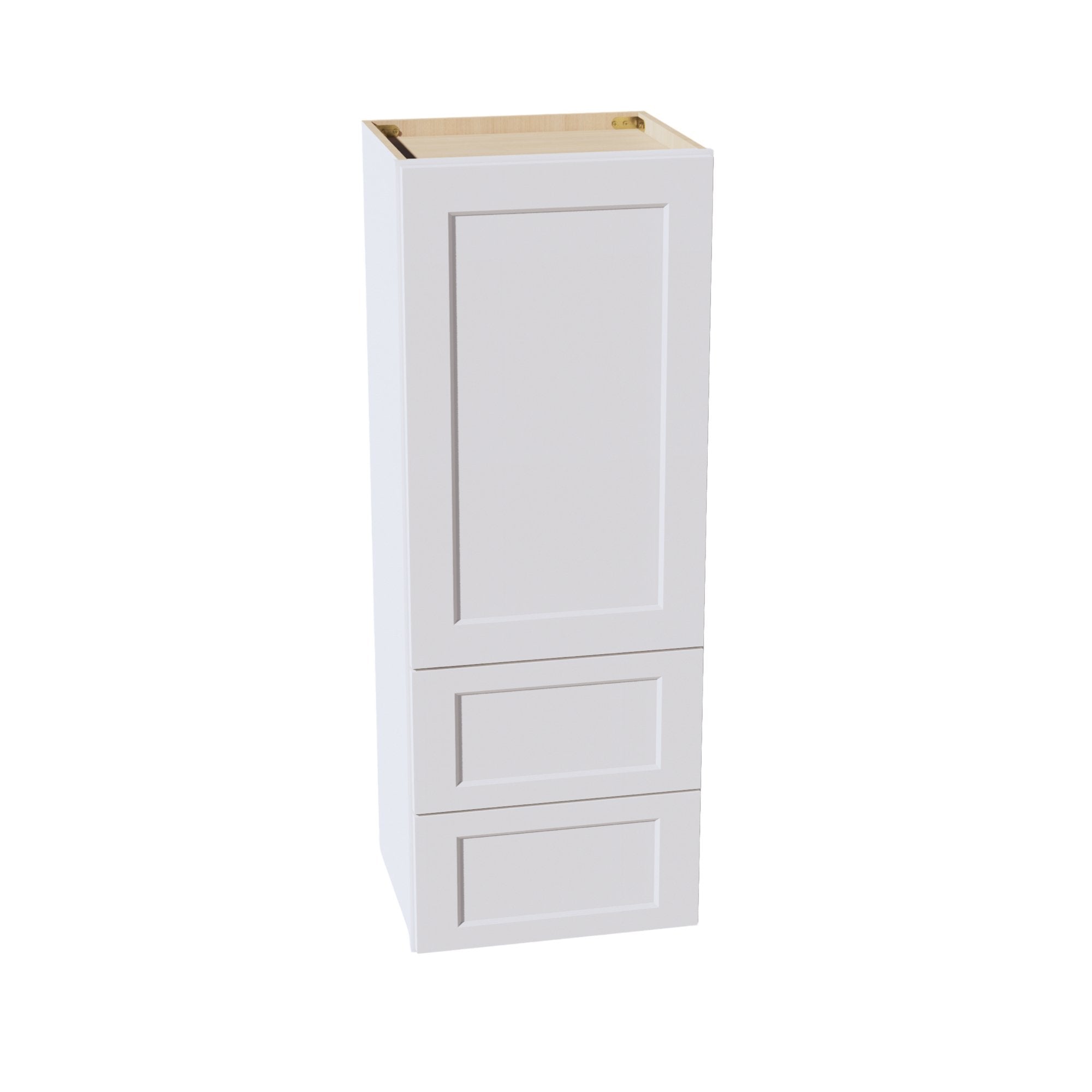 HF-WD1848: Frost White Shaker 18"W x 48"H 1 Door & 2 Drawers Special Wall Cabinet