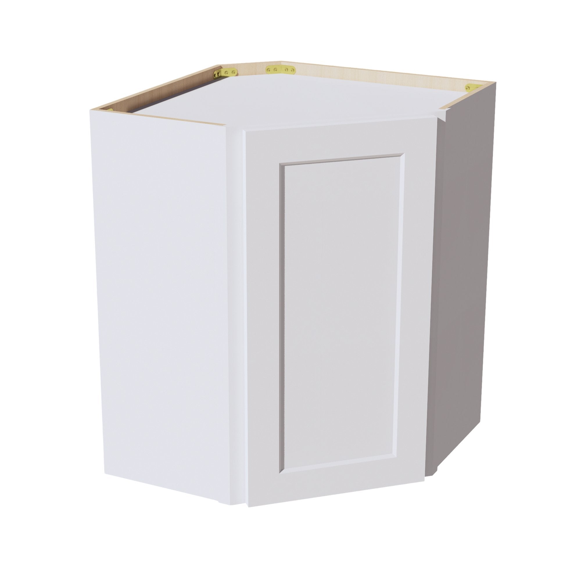 HF-WDC2430: Frost White Shaker 24"W x 30"H 1 Door & 2 Shelves Diagonal Wall Corner Cabinet