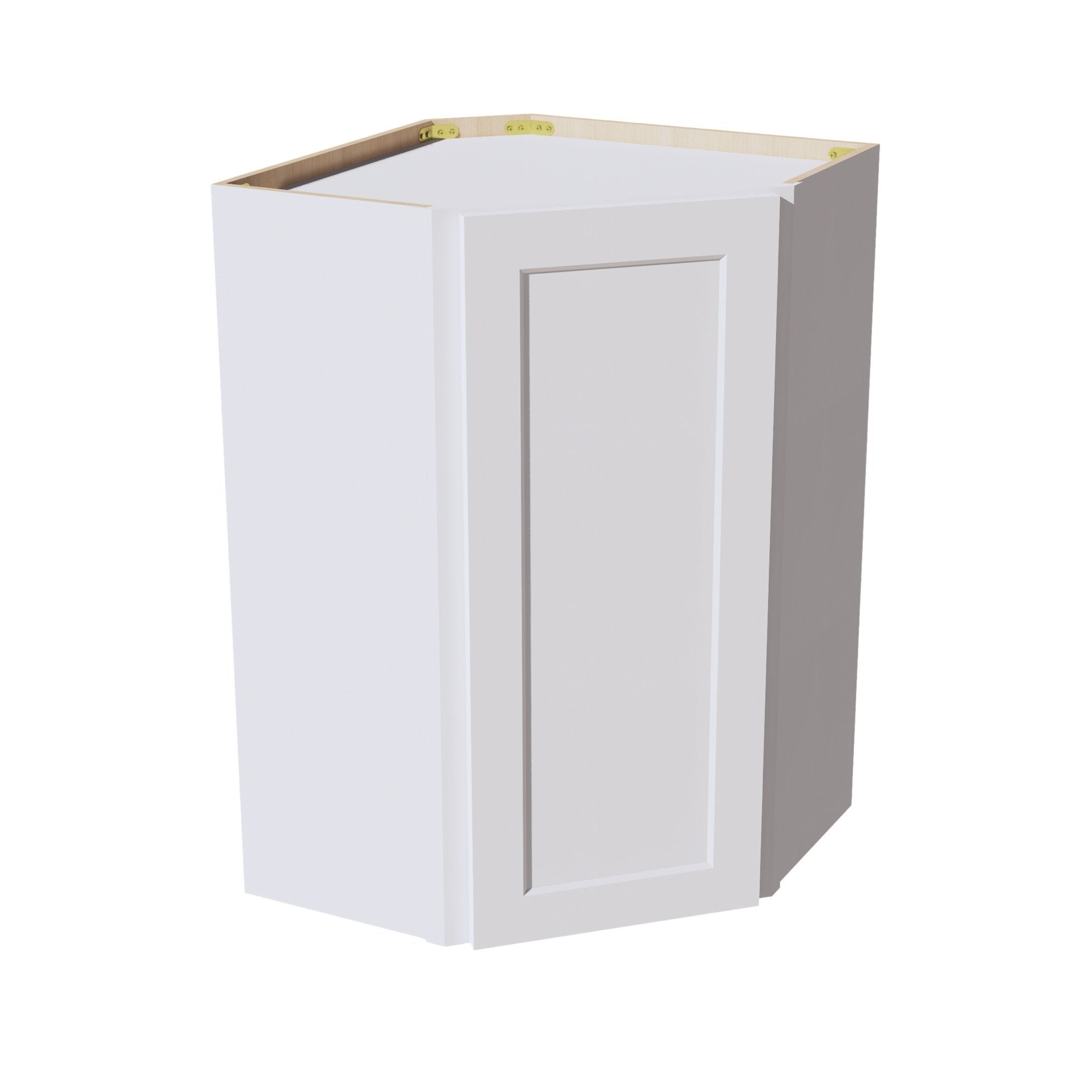 HF-WDC2436: Frost White Shaker 24"W x 36"H 1 Door & 2 Shelves Diagonal Wall Corner Cabinet