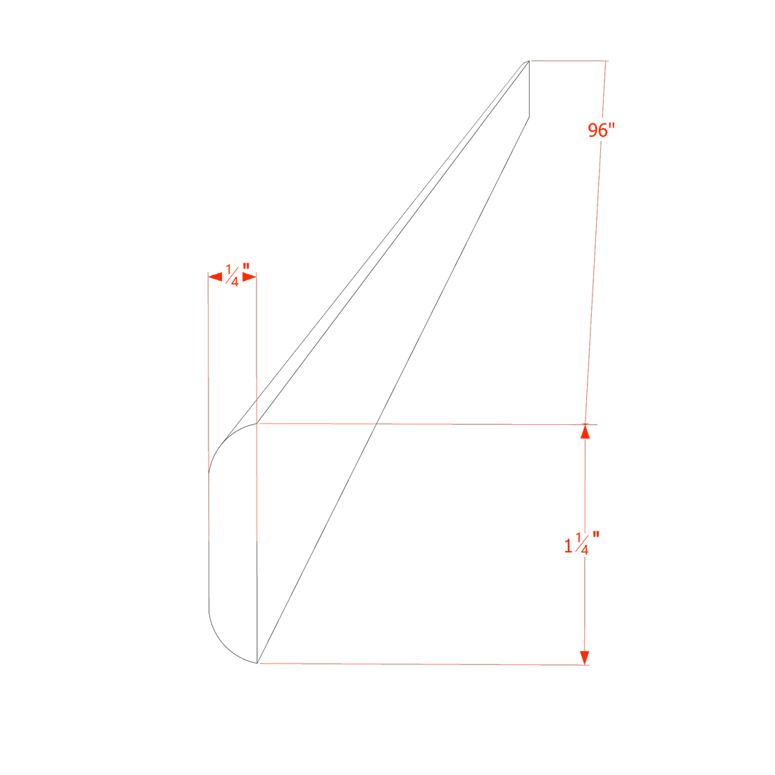 HG-BM1-1/4: Dark Gray Shaker 96"W x 1-1/4"H x 1/4"D Batten Molding