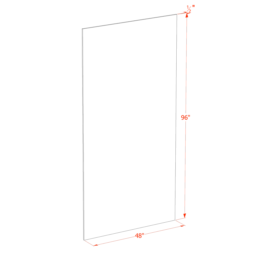 HG-BP48x96-1/2: Dark Gray Shaker 48"W x 96"H x 1/2"D Base End Skin Panel