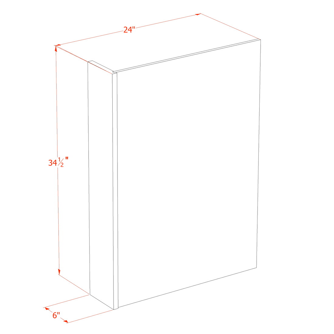 DI-DWR6: Dallas Ivory Shaker 6" Filler - 24"W x 34-1/2"H x 1/2"D Dishwasher Return Panel