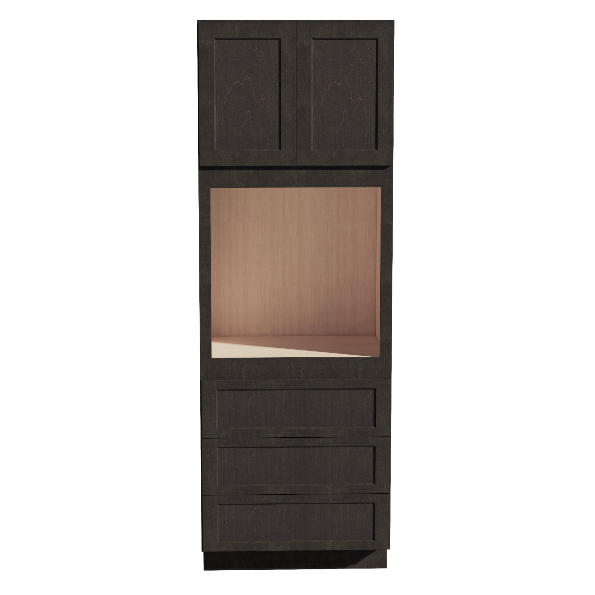 HG-OC3396: Dark Gray Shaker 33"W x 96"H x 24"D 2 Doors & 3 Drawers Tall Oven Shelf Cabinets
