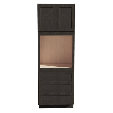 HG-OC3396: Dark Gray Shaker 33"W x 96"H x 24"D 2 Doors & 3 Drawers Tall Oven Shelf Cabinets