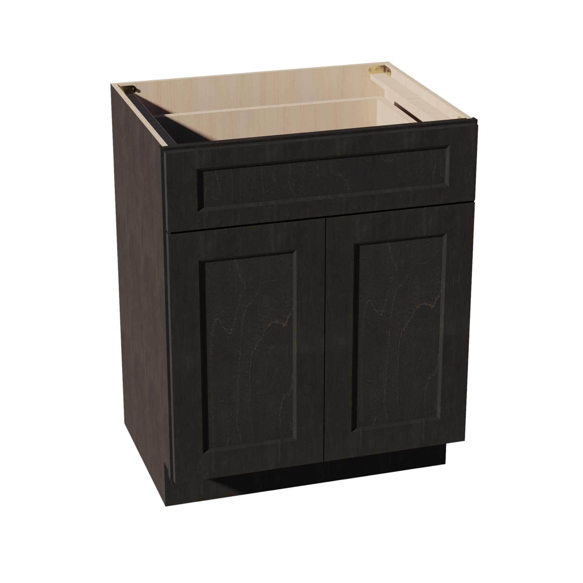 HG-VB2721: Dark Gray Shaker 27"W x 34-1/2"H x 21"D 2 Doors & 1 Drawer Double Door Vanity Base Cabinets