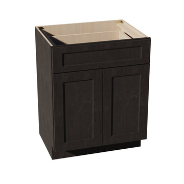 HG-VB2721: Dark Gray Shaker 27"W x 34-1/2"H x 21"D 2 Doors & 1 Drawer Double Door Vanity Base Cabinets