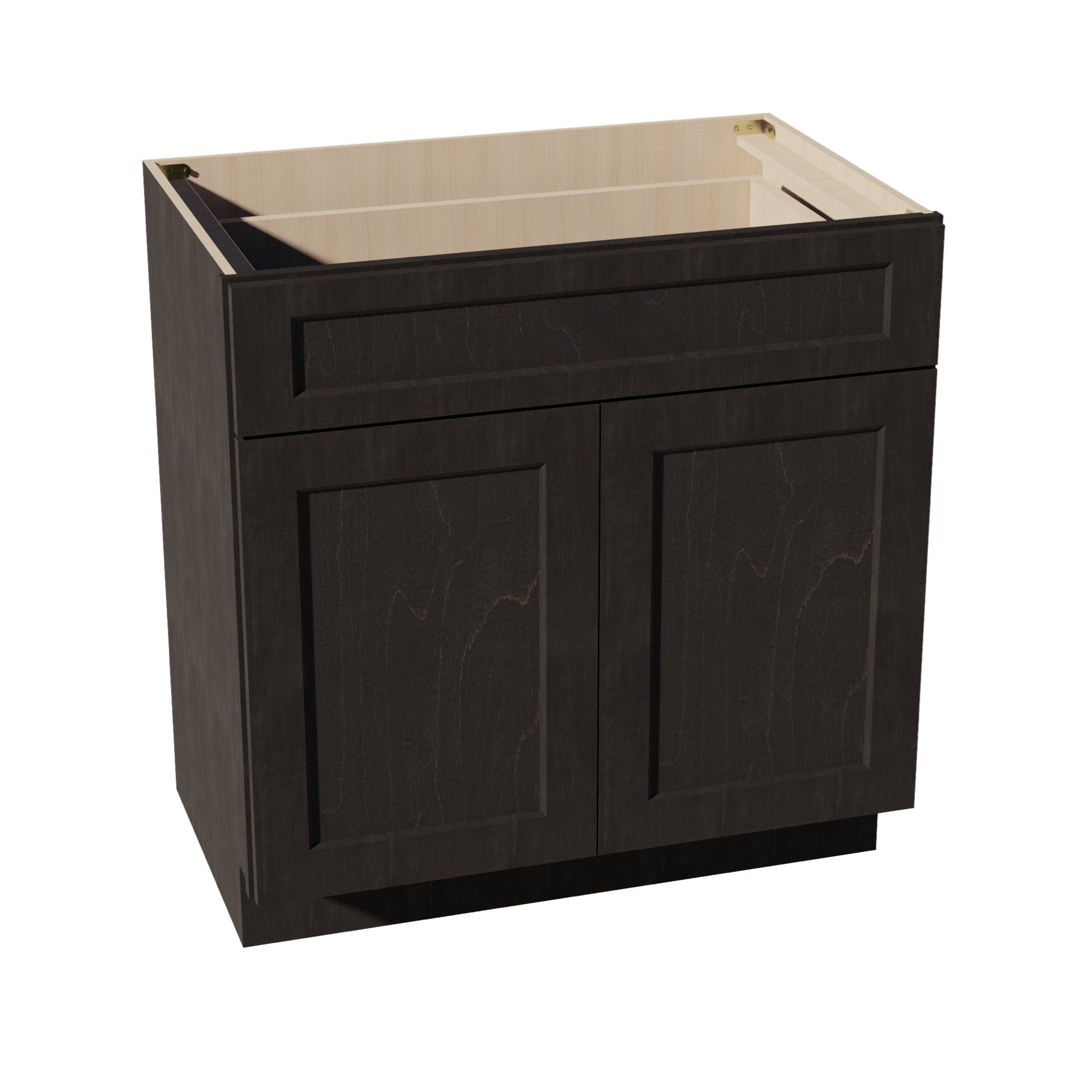 HG-VB3321: Dark Gray Shaker 33"W x 34-1/2"H x 21"D 2 Doors & 1 Drawer Double Door Vanity Base Cabinets