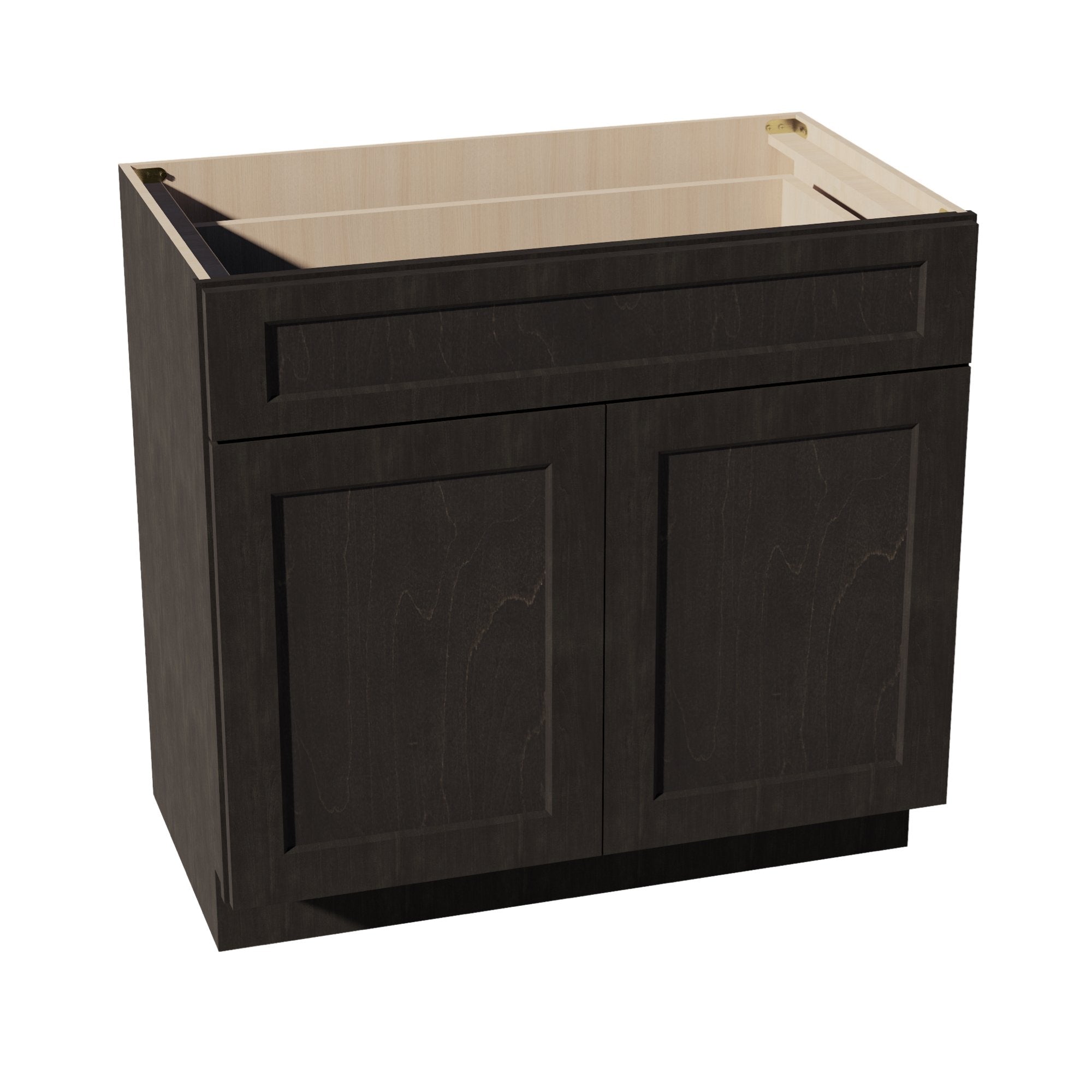 HG-VB3621: Dark Gray Shaker 36"W x 34-1/2"H x 21"D 2 Doors & 1 Drawer Double Door Vanity Base Cabinets