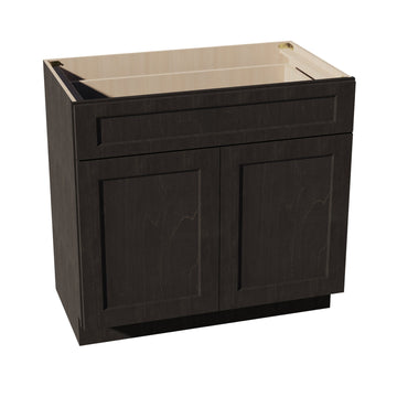 HG-VB3621: Dark Gray Shaker 36"W x 34-1/2"H x 21"D 2 Doors & 1 Drawer Double Door Vanity Base Cabinets