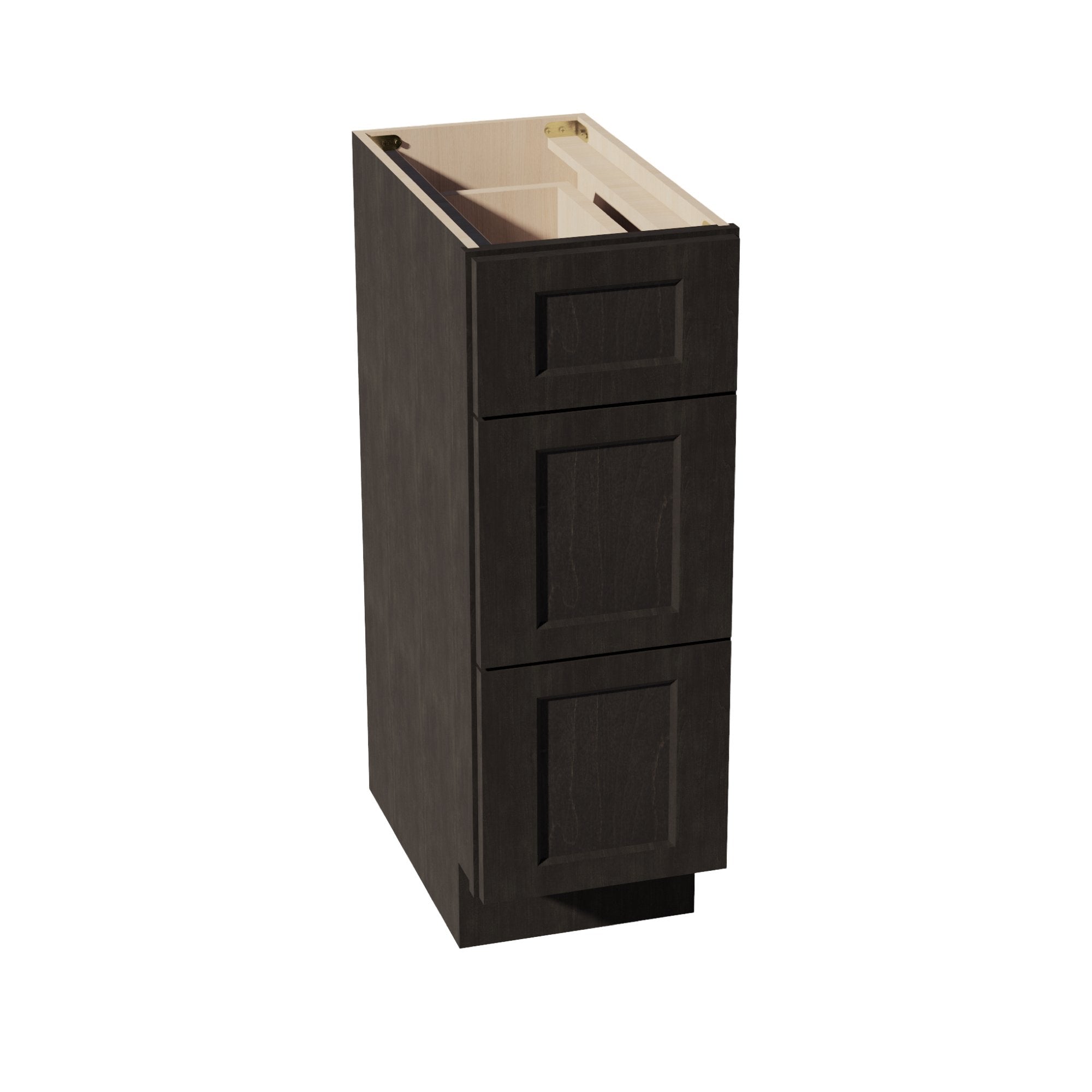 HG-VDB1221: Dark Gray Shaker 12"W x 34-1/2"H x 21"D  3 Drawers Vanity Base Cabinets