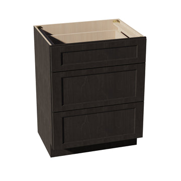 HG-VDB2721: Dark Gray Shaker 27"W x 34-1/2"H x 21"D  3 Drawers Vanity Base Cabinets