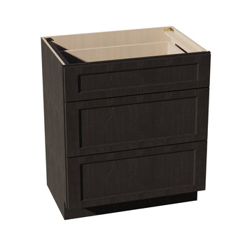 HG-VDB3021: Dark Gray Shaker 30"W x 34-1/2"H x 21"D  3 Drawers Vanity Base Cabinets