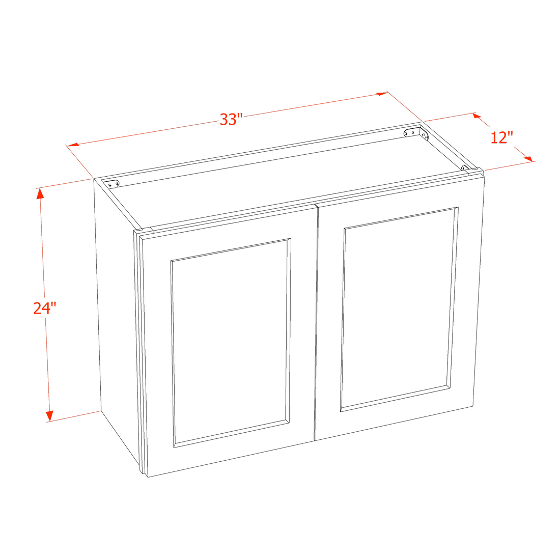 HG-W3324: Dark Gray Shaker 33"W x 24"H 2 Doors Standard Wall Bridge Cabinet