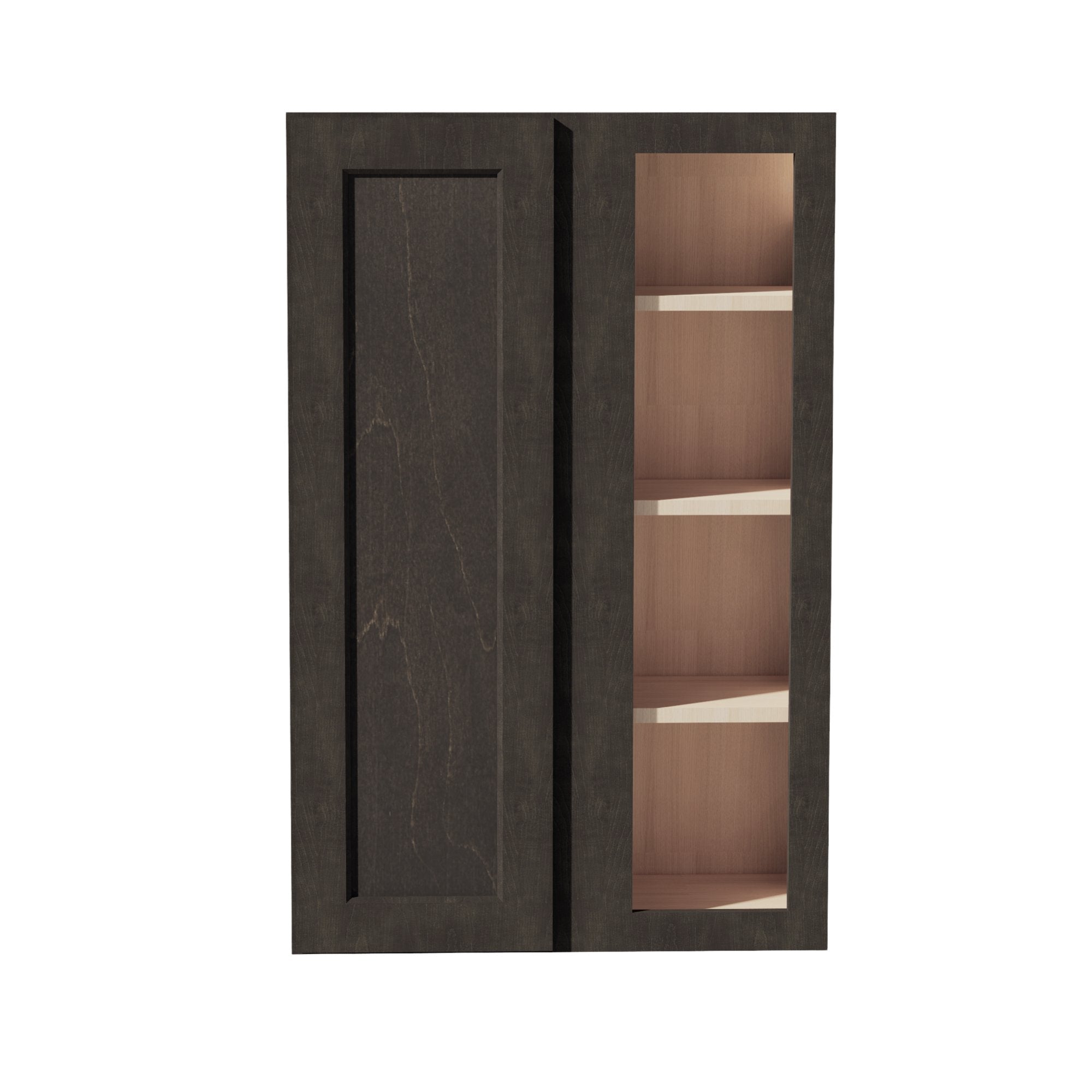 HG-WBC2742: Dark Gray Shaker 27"W x 42"H 1 Door & 2 Shelves Wall Blind Corner Cabinets