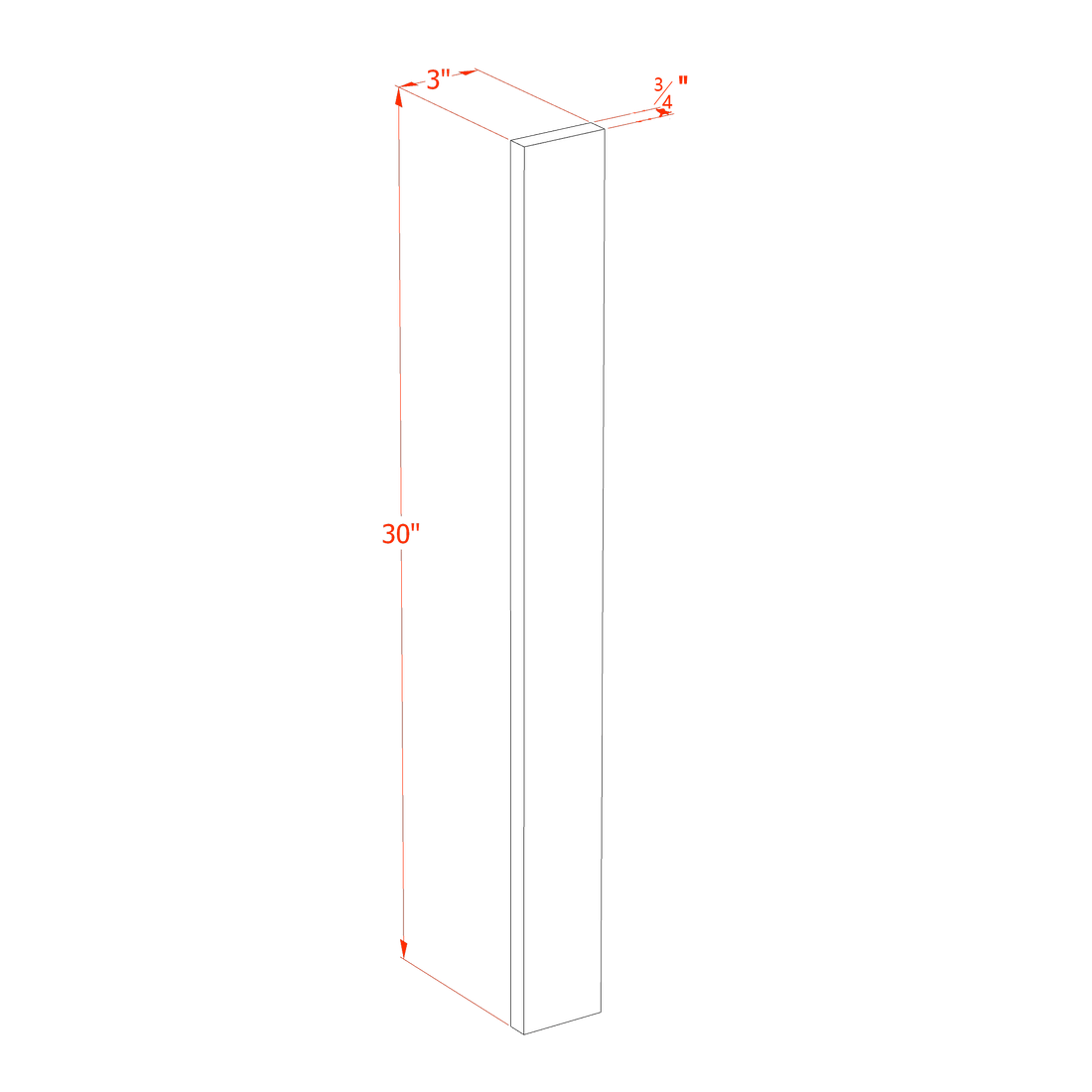 HG-WF330: Dark Gray Shaker 03"W x 30"H Wall Cabinet Filler