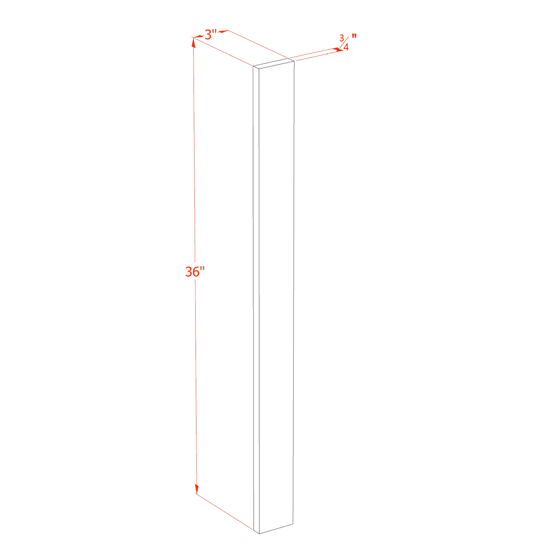 HG-WF336: Dark Gray Shaker 03"W x 36"H Wall Cabinet Filler