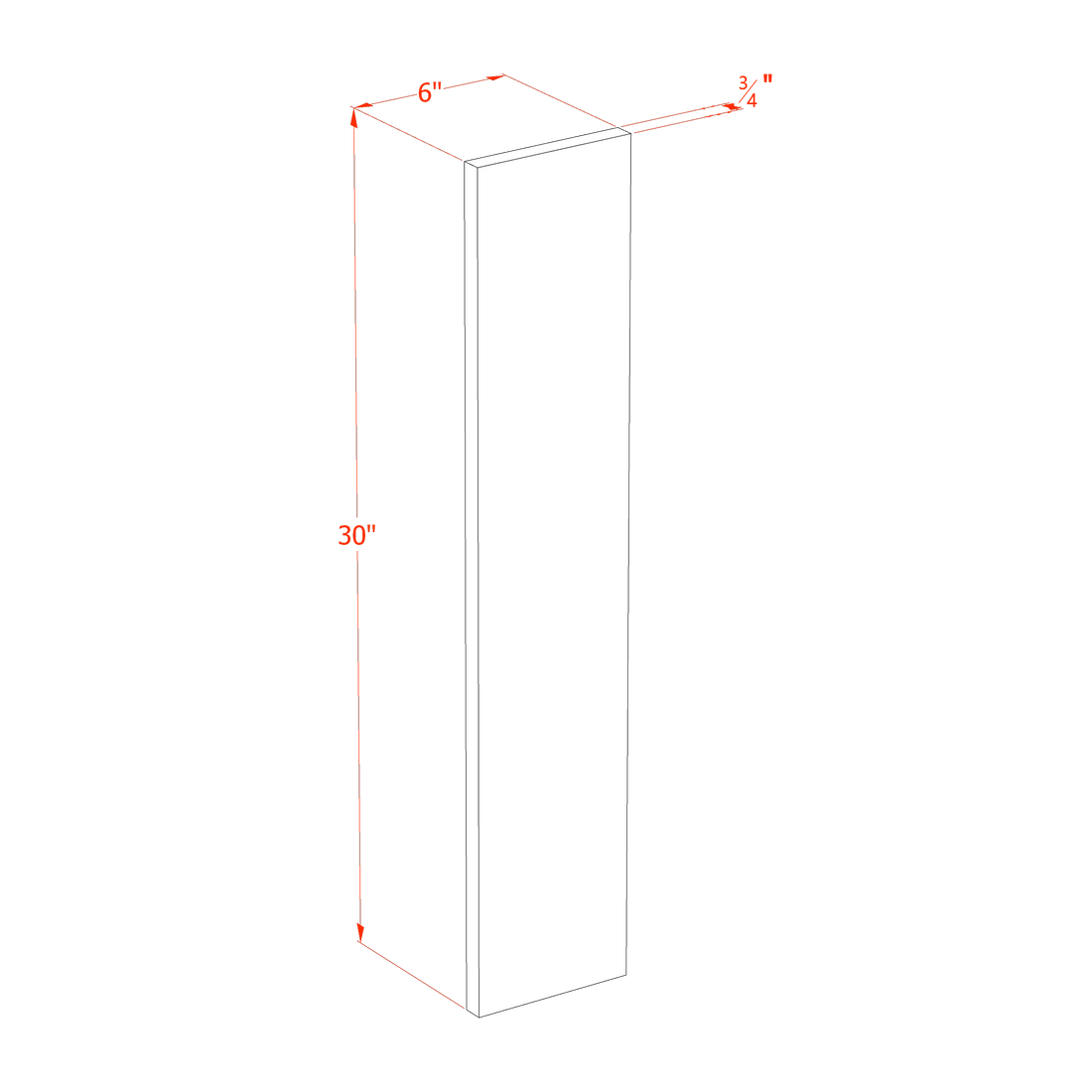 HG-WF630: Dark Gray Shaker 06"W x 30"H Wall Cabinet Filler