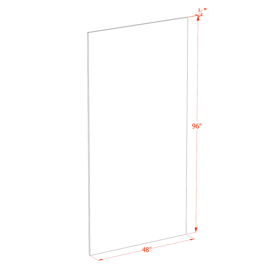 DI-BP4896-3/4: Dallas Ivory Shaker 48"W x 96"H x 3/4"D Base End Skin Panel