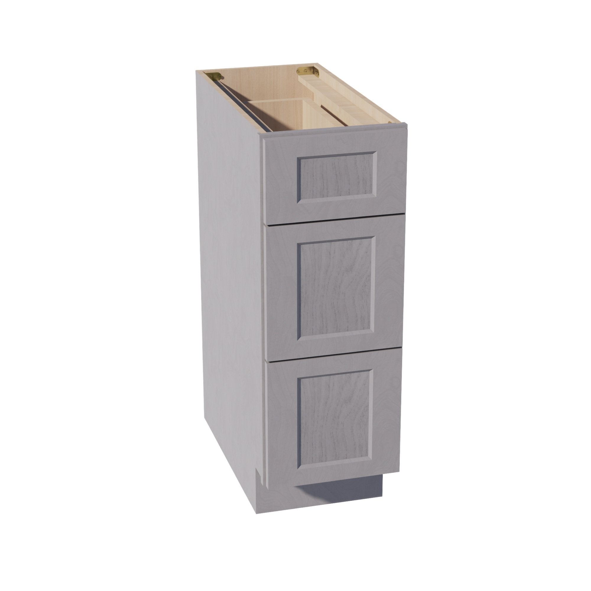 HLG-DB12: Light Gray Shaker 12" 3 Drawers Base Cabinet