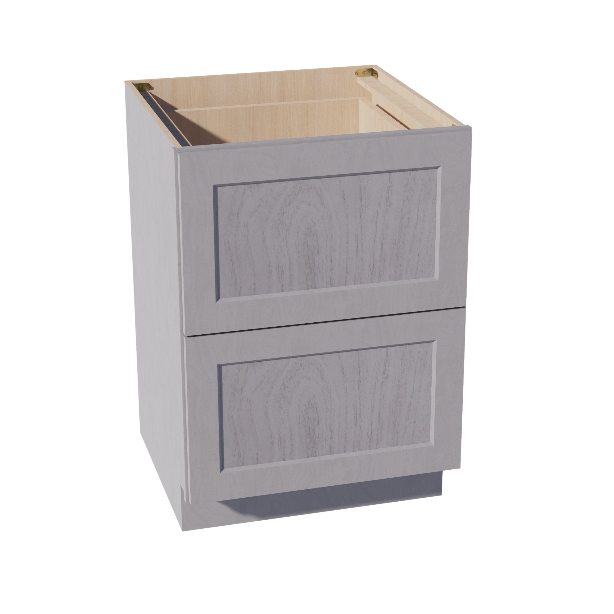 HLG-DB24-2: Light Gray Shaker 24" 2 Drawers Base Cabinet