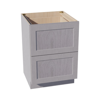 HLG-DB24-2: Light Gray Shaker 24" 2 Drawers Base Cabinet