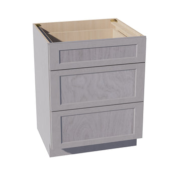 HLG-DB27: Light Gray Shaker 27" 3 Drawers Base Cabinet