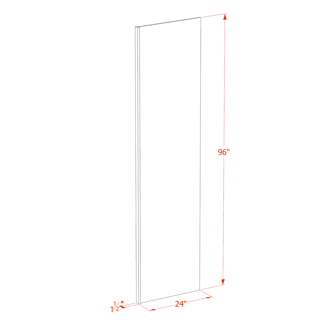 HLG-REP2496: Light Gray Shaker 24"W x 96"H x 1-1/2"D Refigerator Return Panel