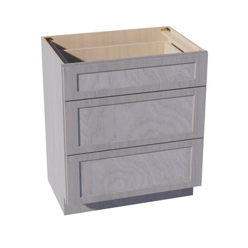 HLG-VDB3021: Light Gray Shaker 30"W x 34-1/2"H x 21"D  3 Drawers Vanity Base Cabinets