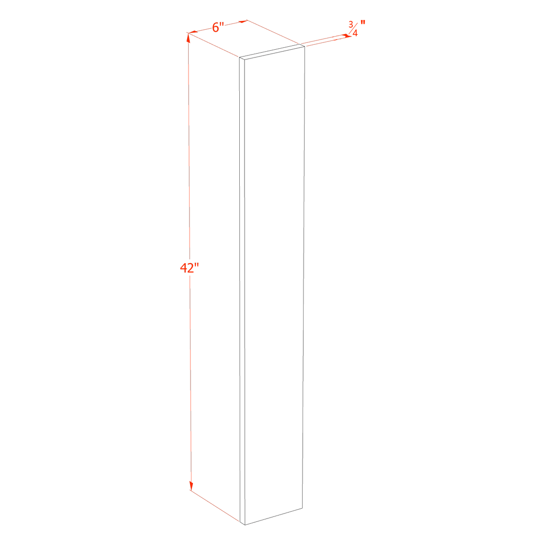 HLG-WF642: Light Gray Shaker 06"W x 42"H Wall Cabinet Filler