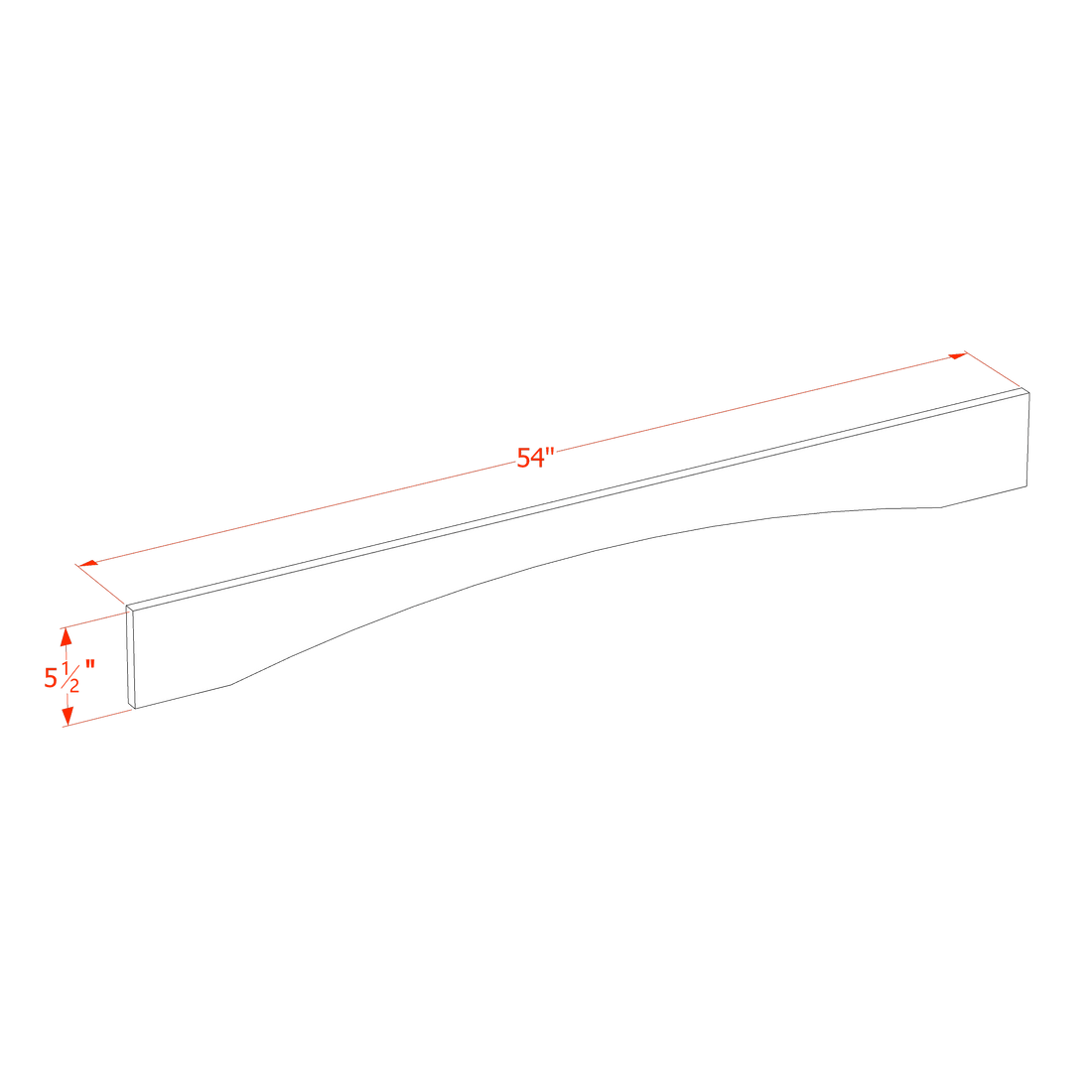 DI-VAR54：达拉斯象牙色 Shaker 54 英寸宽 x 5-1/2 英寸高 x 3/4 英寸深拱形帷幔