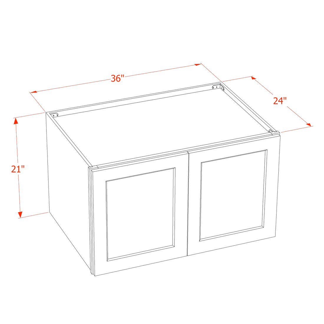 HT-W362124: Timber Wood Shaker 36"W x 21"H x 24"D 2 Doors & 1 Shelf Standard Bridge Wall Cabinet